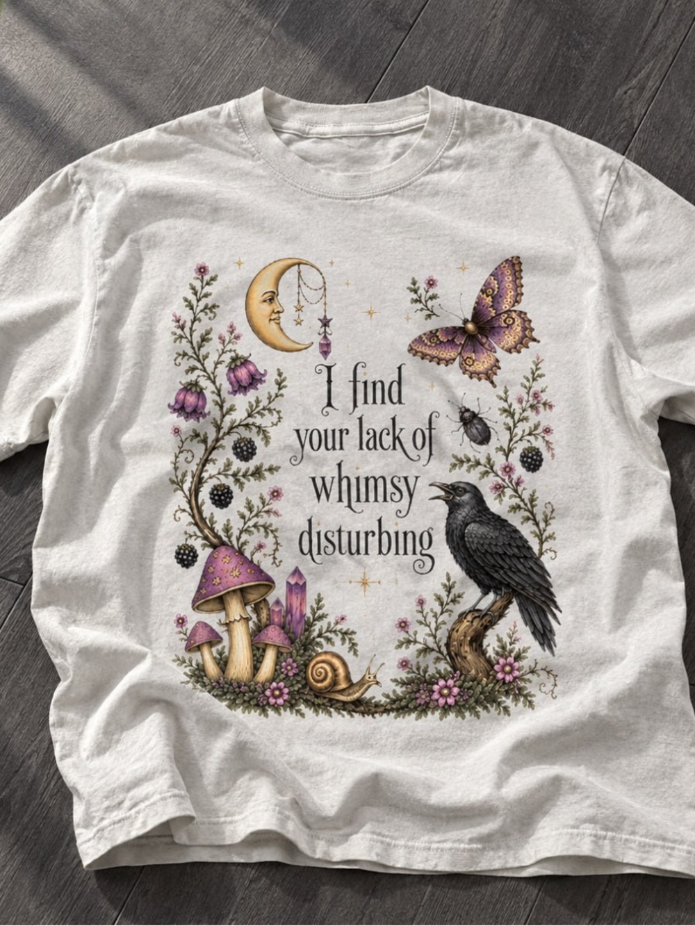 Purple & Black Whimsy Gildan White Graphic Tee